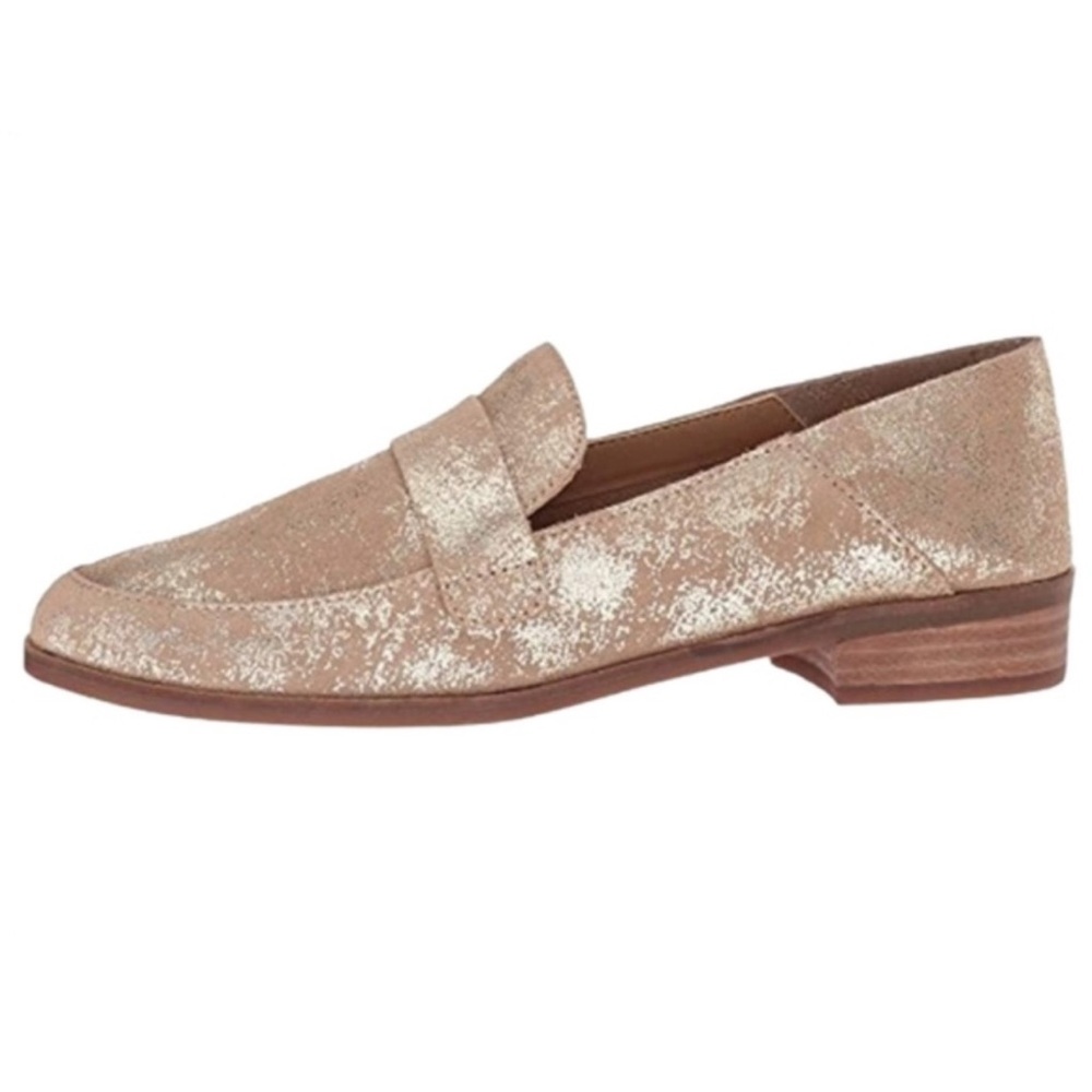Lucky Brand Chennie Metallic Gold Leather Loafers
